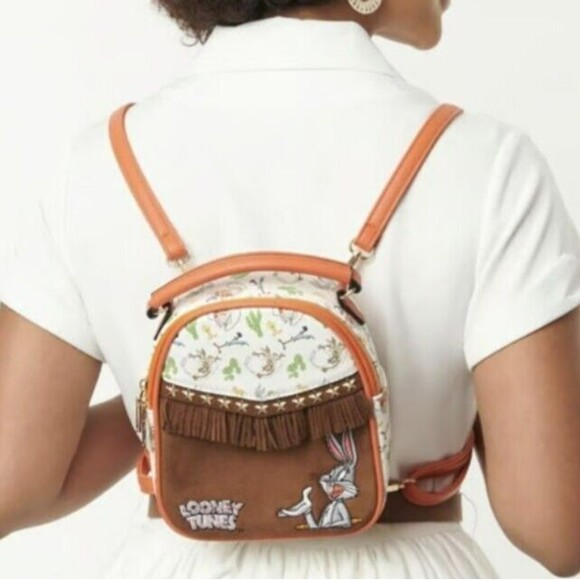 Unique Vintage × Looney Tunes Merrie Melodies Mini Fringe Backpack Western NWT - Picture 1 of 4